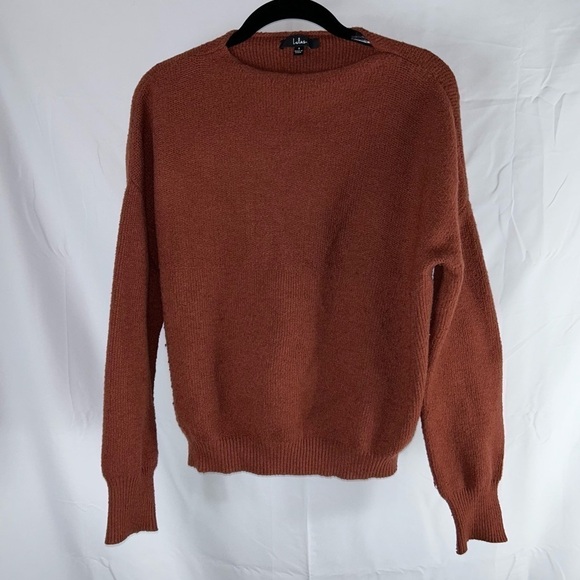 Lulu’s Sweater Get With It Mock Neck Knit Long Drop Sleeves Ribbed Boxy Fit - Picture 13 of 14